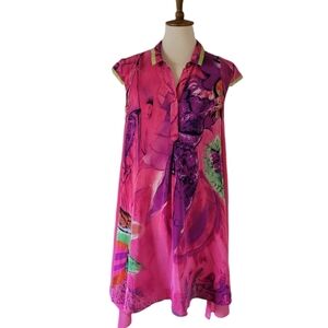 Blacky Dress Berlin Magenta‎ Abstract Silk Shirt Dress